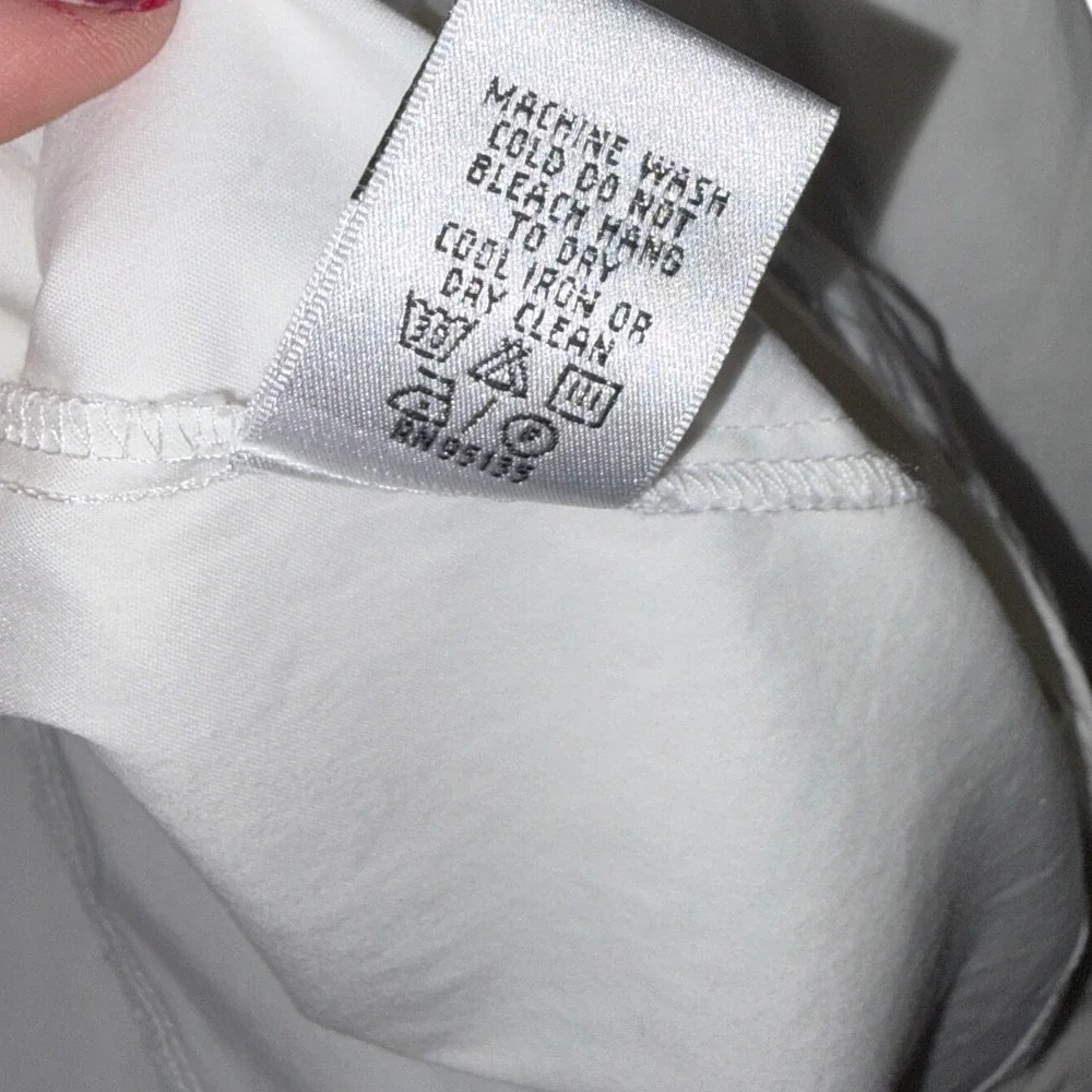 Lafayette 148 Button Down White Professional Stretch Cotton Blouse 14 - Picture 5 of 7